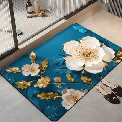 Floral-Themed Plush Bath Mat