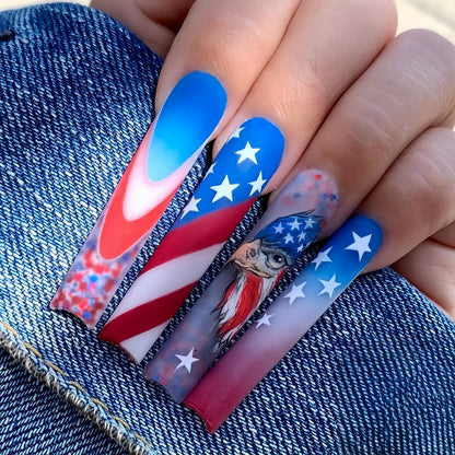 Patriotic design artificial nails Acalora