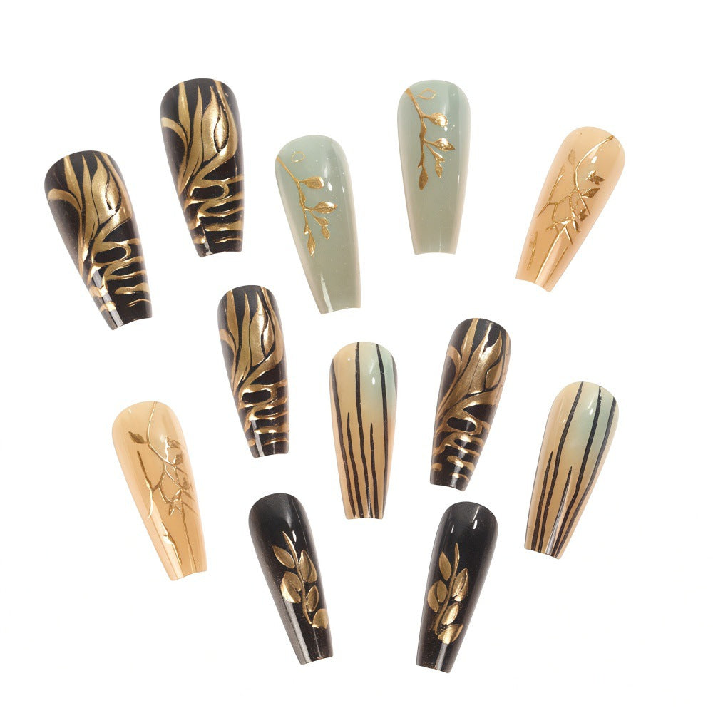 Creative artificial nails with elegant leaf design Acalora