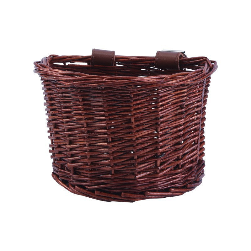 Unisex bicycle basket made of woven material with leather straps Bowlift