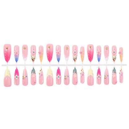 Decorative Press-On Nail Set with Floral Accents Acalora 1788495788