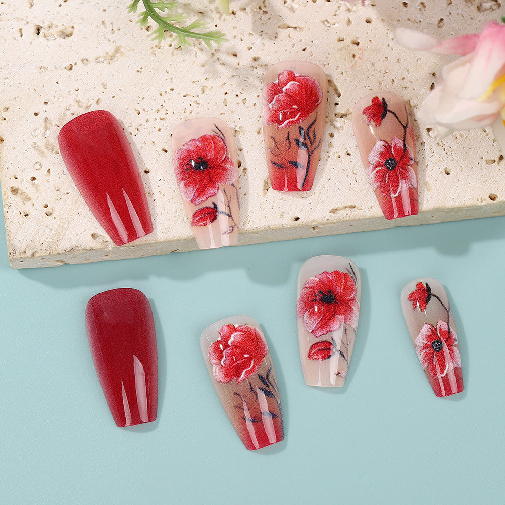 Artificial Nails Set with Floral Design Acalora