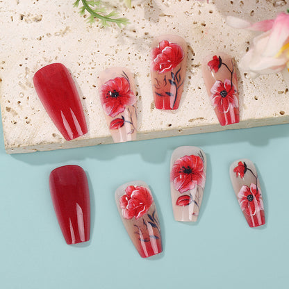 Artificial Nails Set with Floral Design Acalora