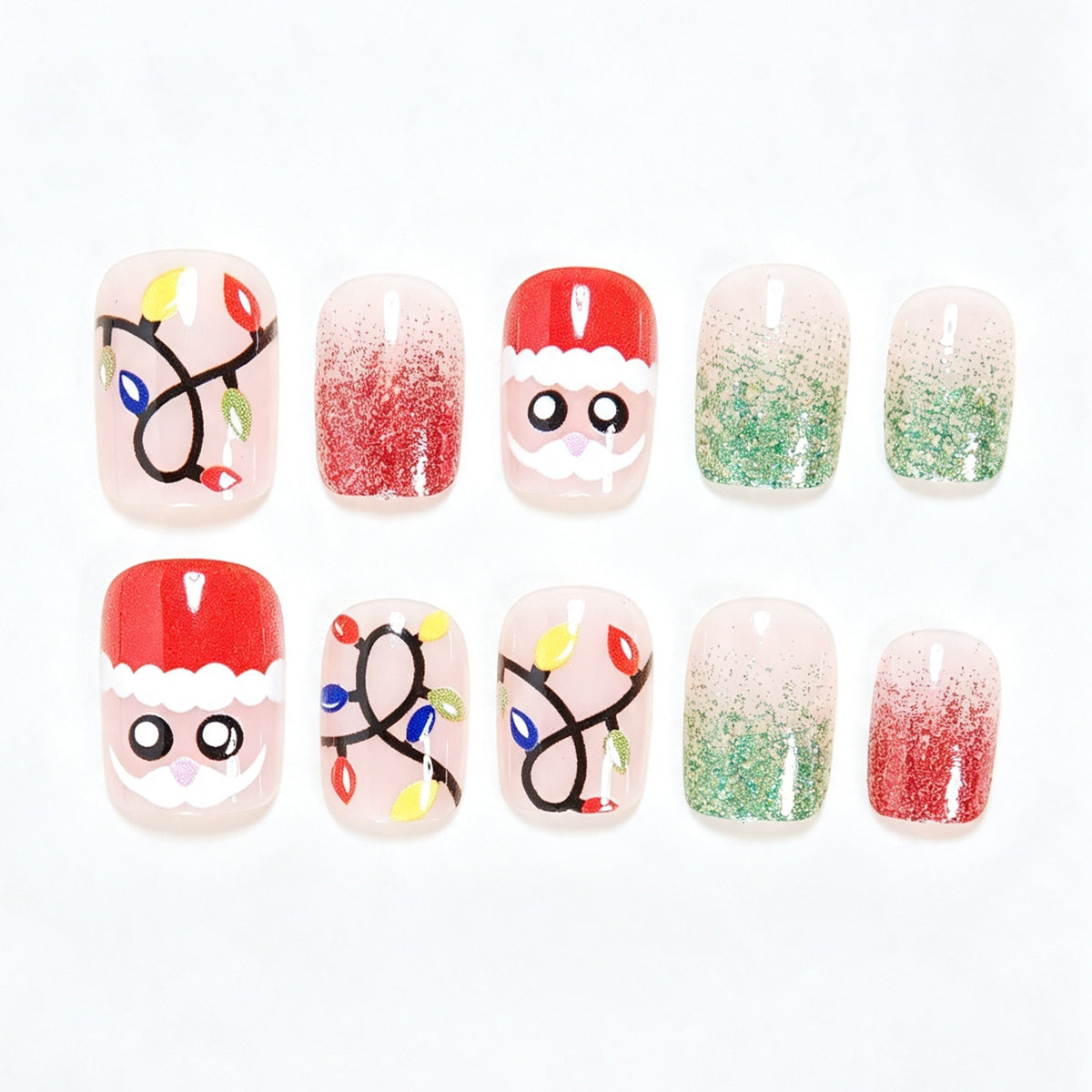 Festive Holiday-Themed Press-On Nail Art Set Acalora