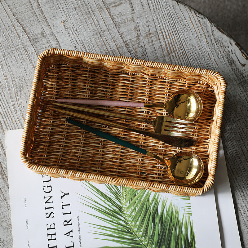 Unisex Rectangular Storage Basket Made of Hand-Woven Material Skanto