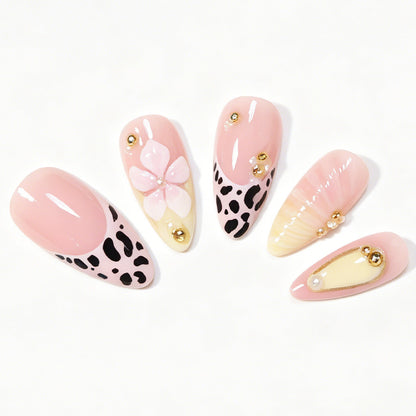 Decorative Stiletto Nail Art Tips with Floral Accents Acalora