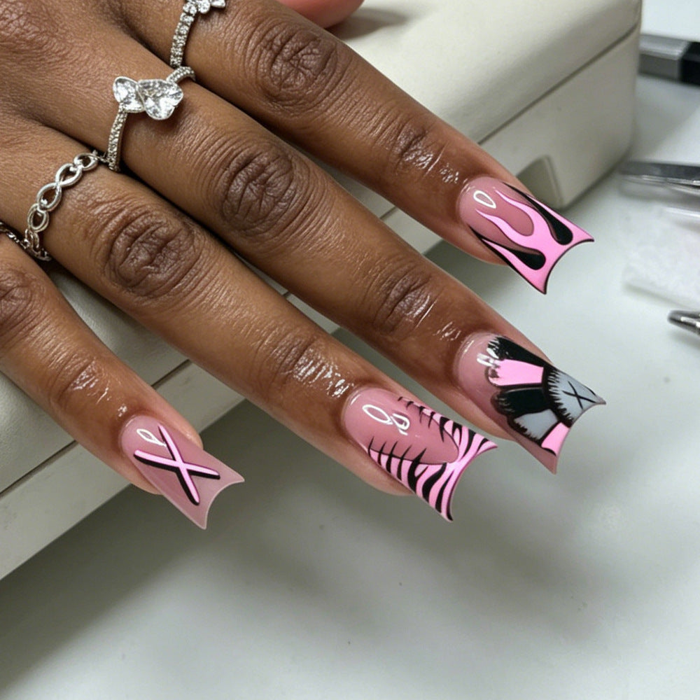 Artistic Long Nail Design Tips with Unique Patterns Acalora
