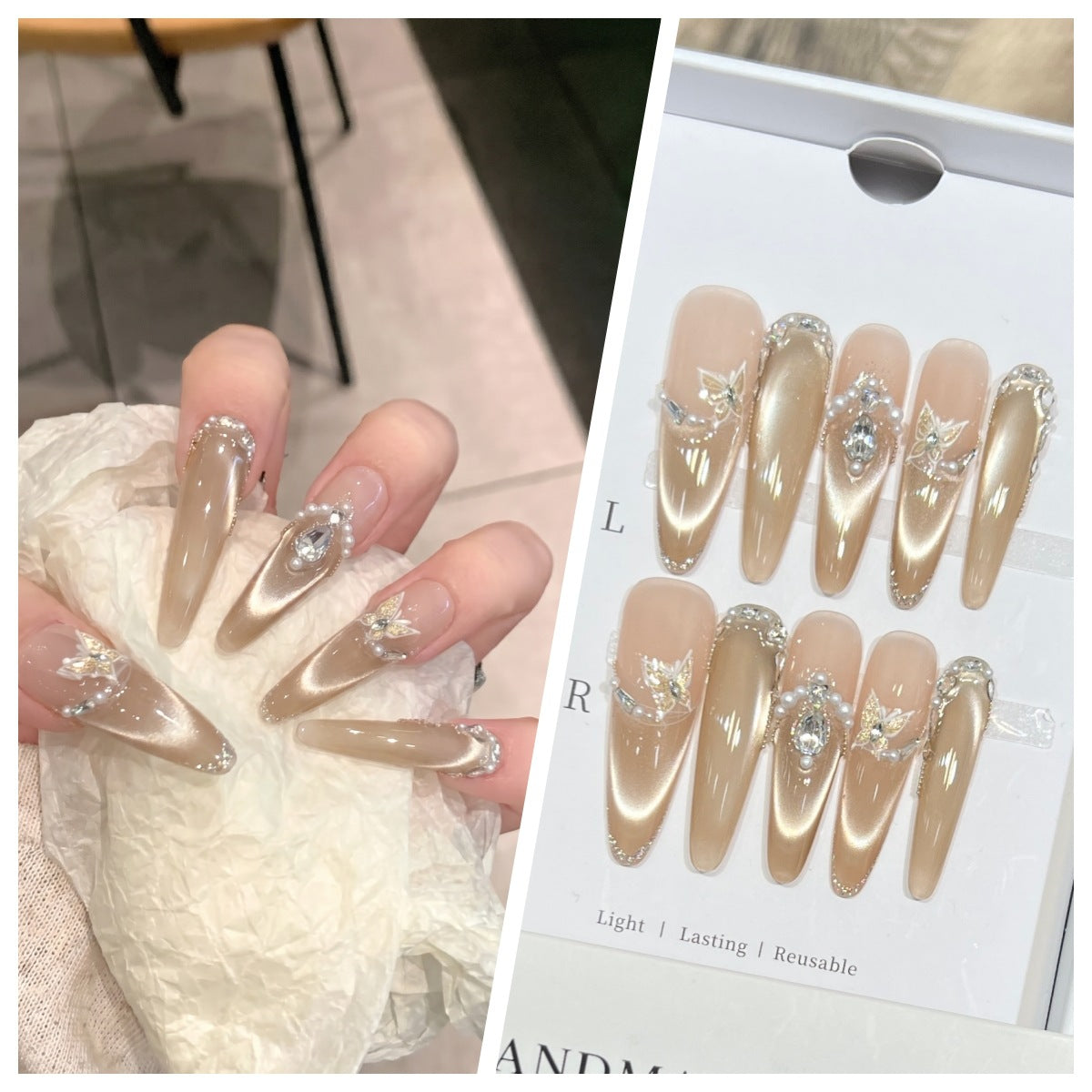 Artistic Stiletto Press-On Nail Set with Charming Patterns Acalora