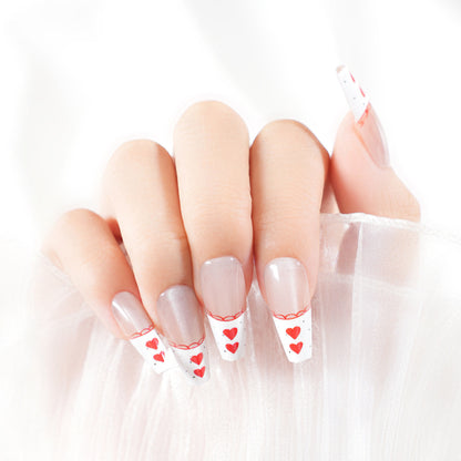 Romantic Heart-Themed Press-On Nail Set Acalora