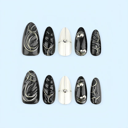 Acrylic Nail Set with Modern Design and Delicate Accents Acalora