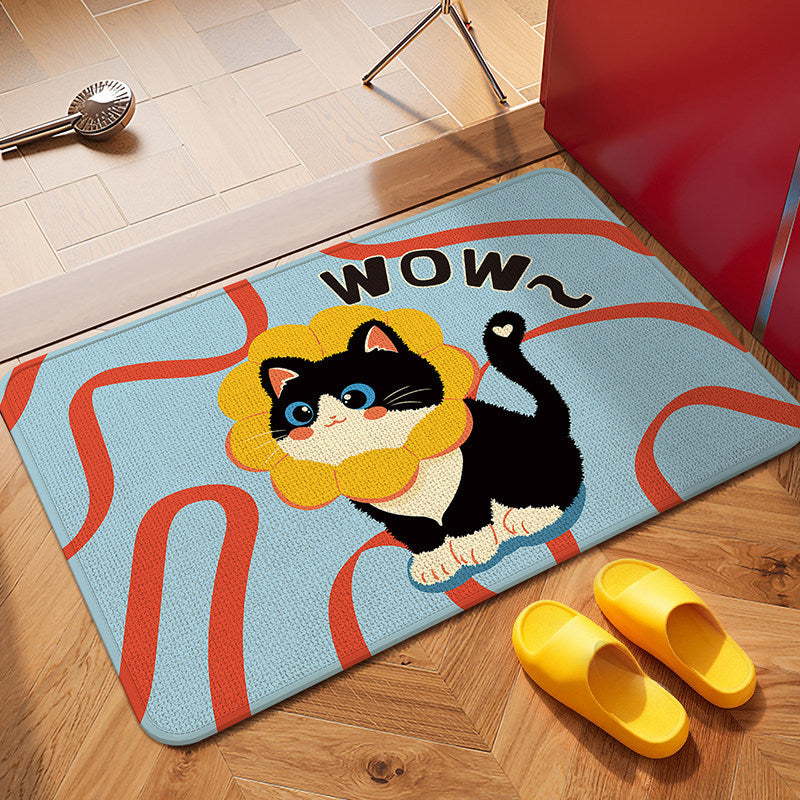 Playful Cat-Themed Bath Mat