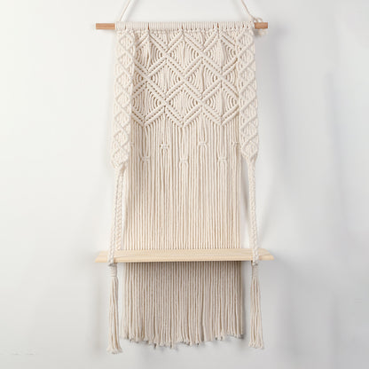 Macramé Wall Shelf with Integrated Plant Holder Acalora