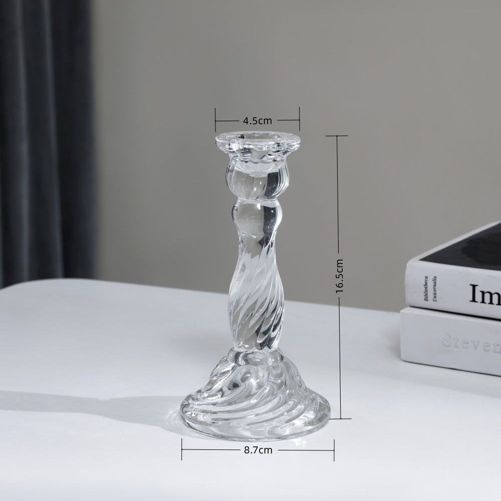 Tall Pressed Glass Decorative Candlestick Holder Acalora