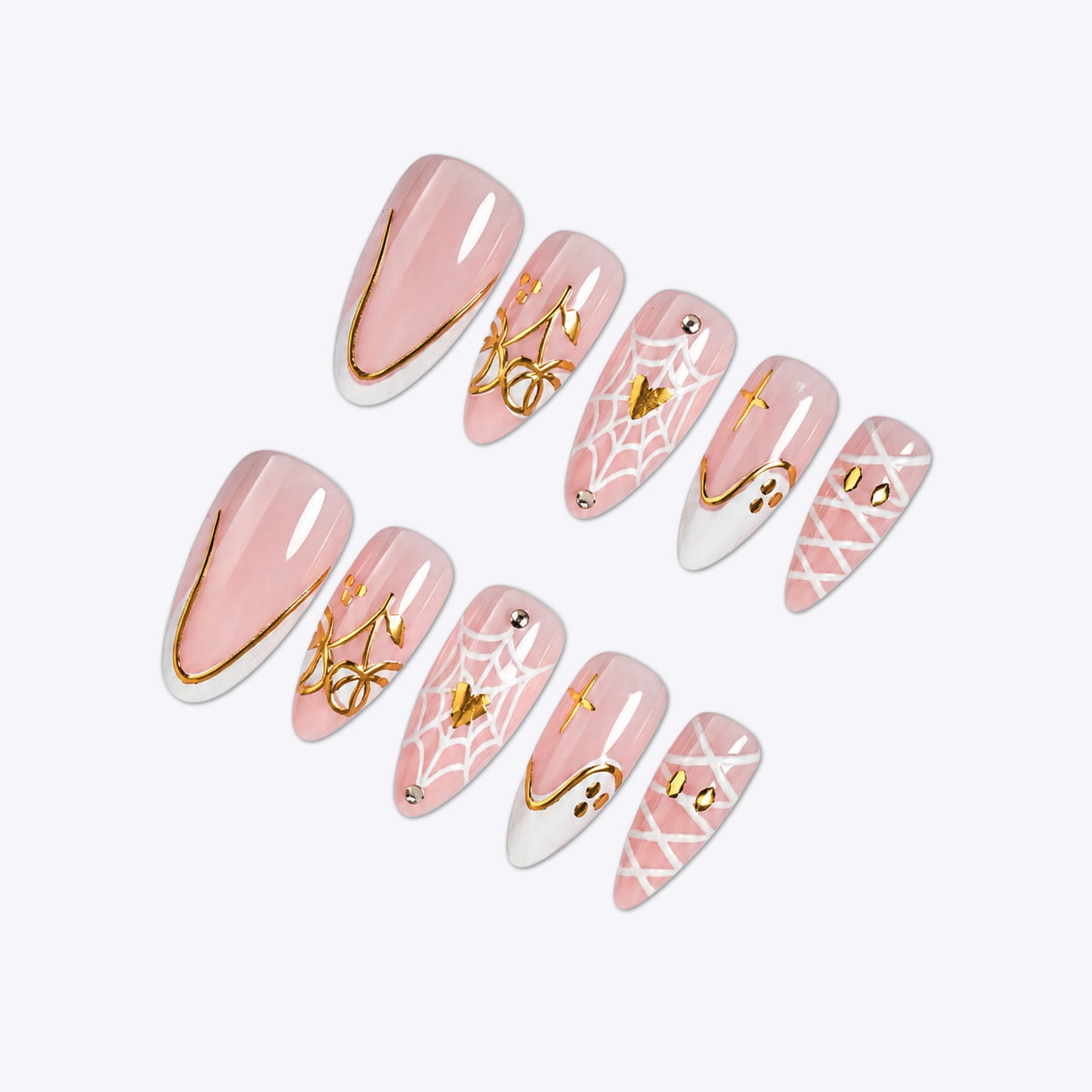 Artistic Halloween Themed Press-On Nail Set Acalora