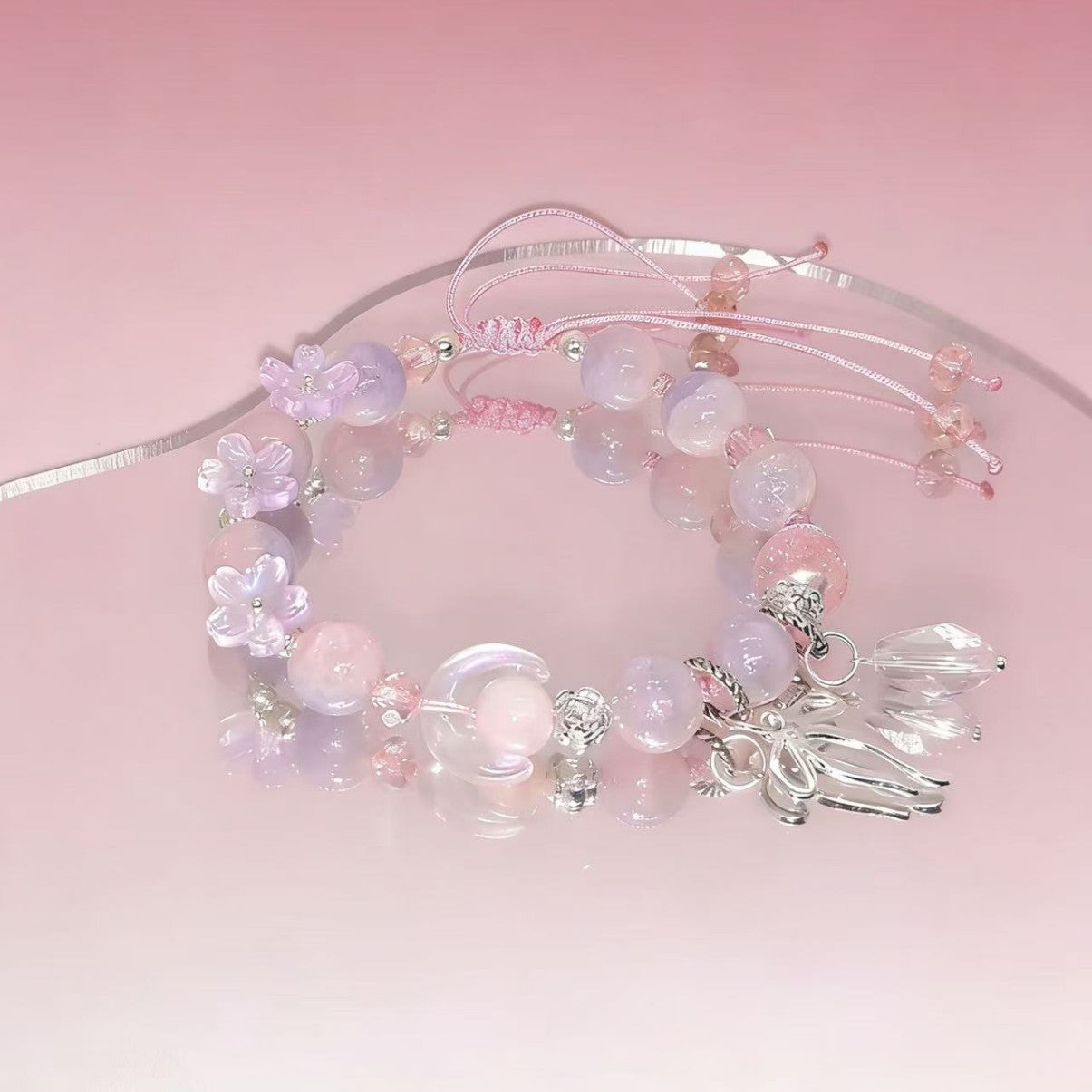 Handmade Floral Bead Charm Bracelet Acalora
