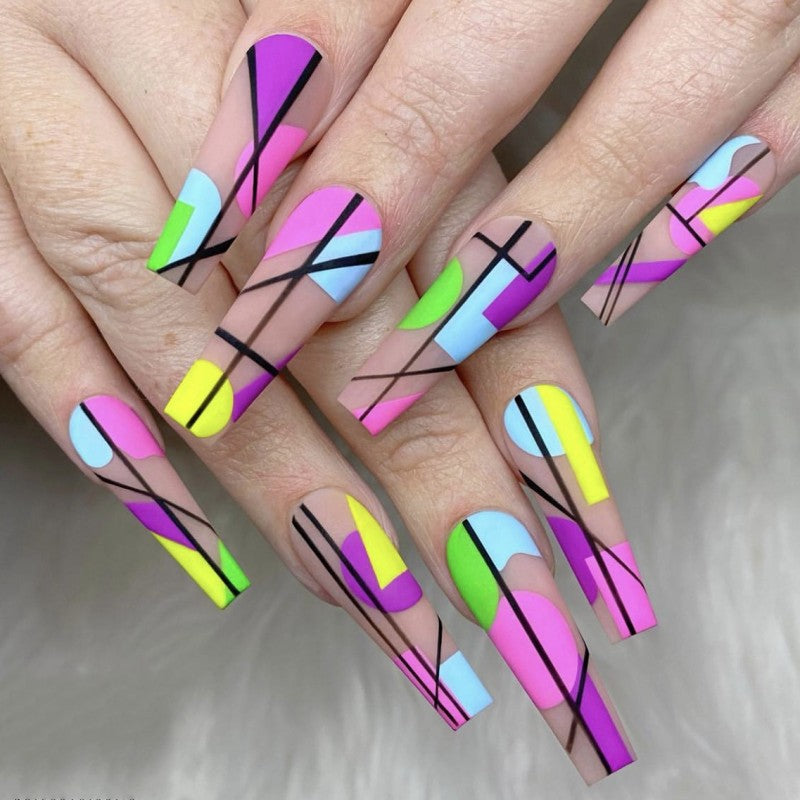 Artificial nails in modern geometric design Acalora