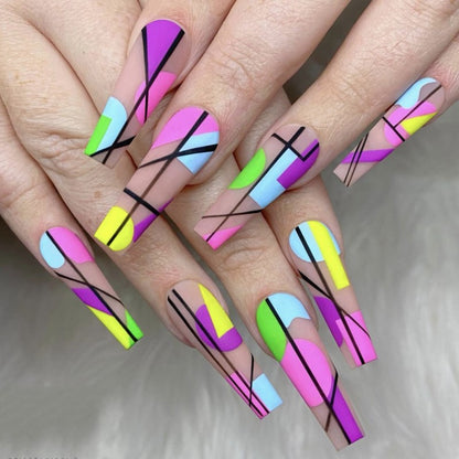 Artificial nails in modern geometric design Acalora