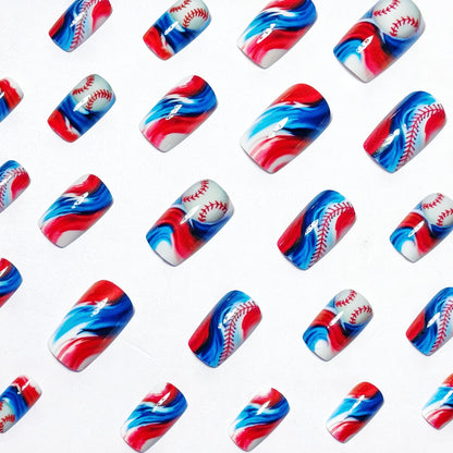 Sporty Baseball-Themed Nail Art Acalora