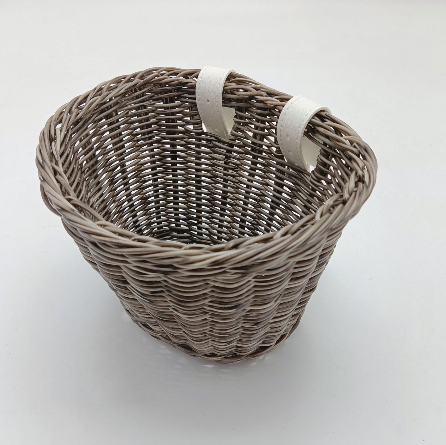 Decorative Woven Storage Basket with Leather Handles Acalora