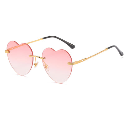 Women's Heart-shaped Sunglasses with mirrored lenses and golden frame Karnz