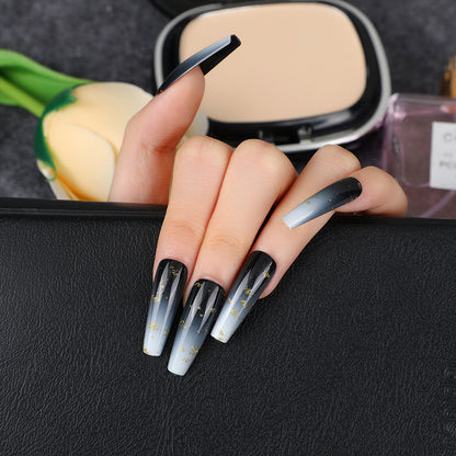 Elegant artificial nails with gold accents Acalora