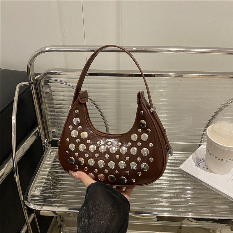 Studded Leather Hobo Bag Acalora