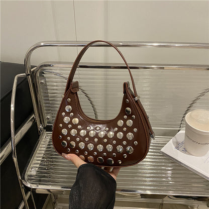 Studded Leather Hobo Bag Acalora