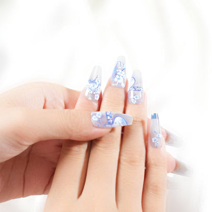 Artistic Floral Long Press-On Nail Set Acalora