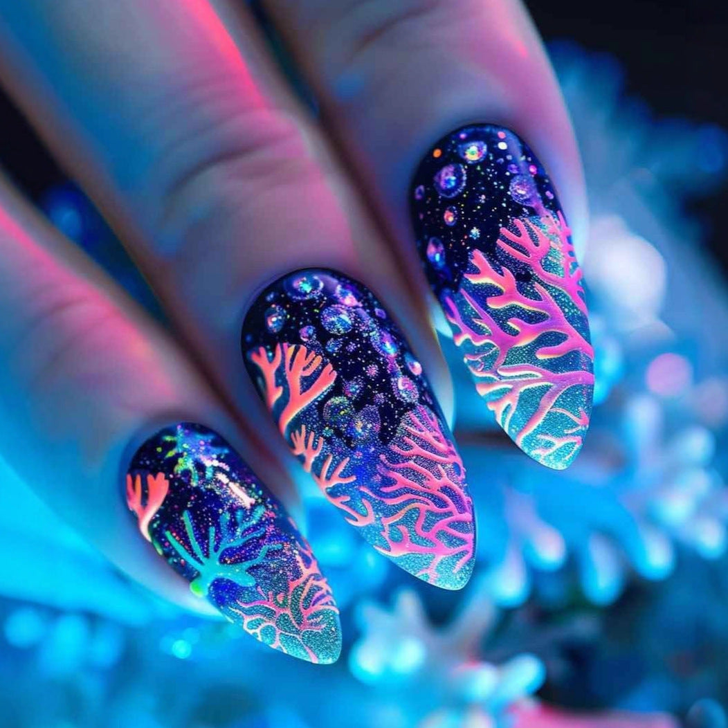 Artifical nails with sea coral design Acalora