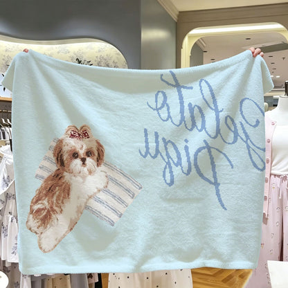 Decorative Dog Themed Fleece Blanket