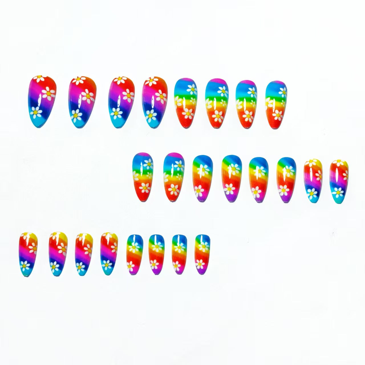 Artistic Floral Rainbow Nail Art Acalora