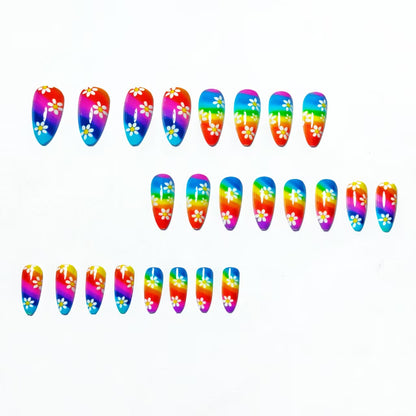 Artistic Floral Rainbow Nail Art Acalora