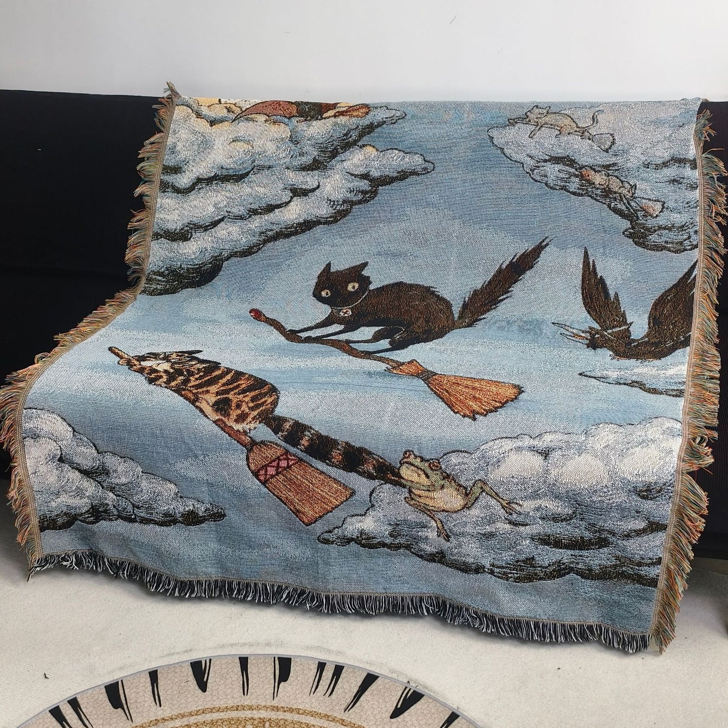 Whimsical Animal-Themed Tapestry Blanket