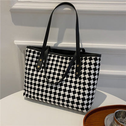 Woven Pattern Beach Tote Bag Acalora