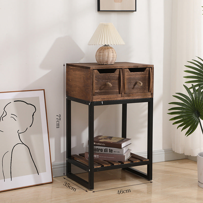 Rustic Wooden Console Table with Storage Acalora