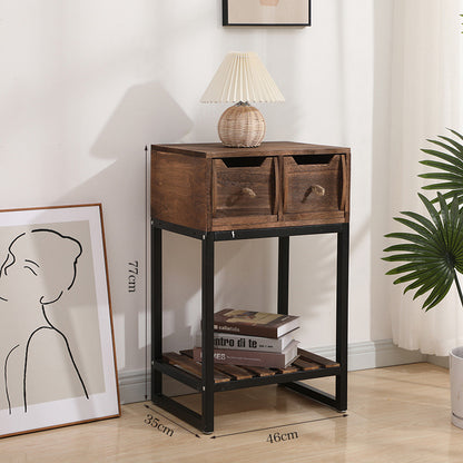 Rustic Wooden Console Table with Storage Acalora