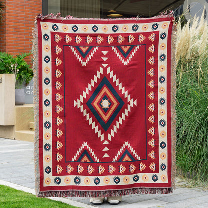 Decorative Geometric Fringe Throw Blanket