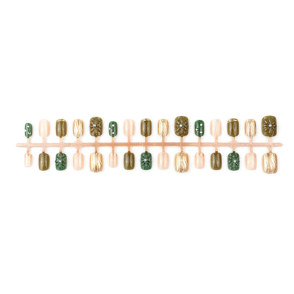 Artificial nail set with elegant flower design and luxurious glitter accents Acalora