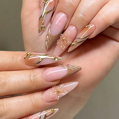 Elegant Floral Design Press-On Nails Art Set Acalora