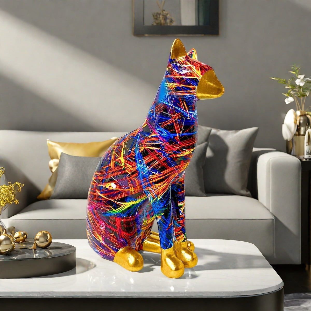 Decorative cat statue in modern art style Acalora