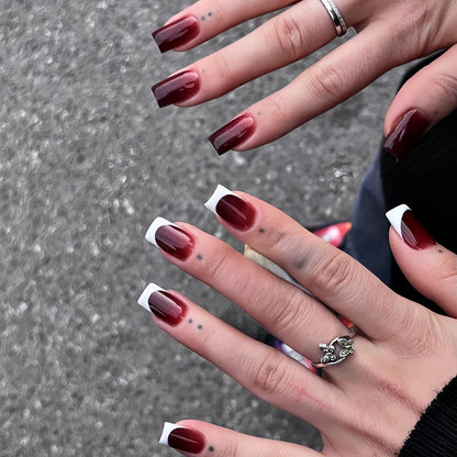 Elegant French Tip Artificial Nails Acalora