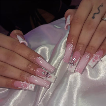 Decorative Press-On Nail Set with Elegant Design Elements Acalora