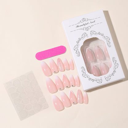 Elegant Press-On Nail Tips Set with Glitter and Ombre Design Acalora