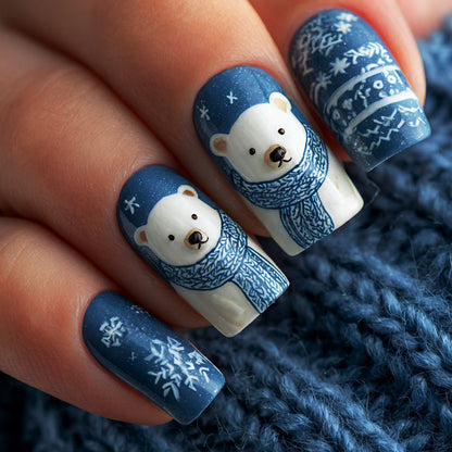 Winter-Themed Polar Bear Nail Art Acalora