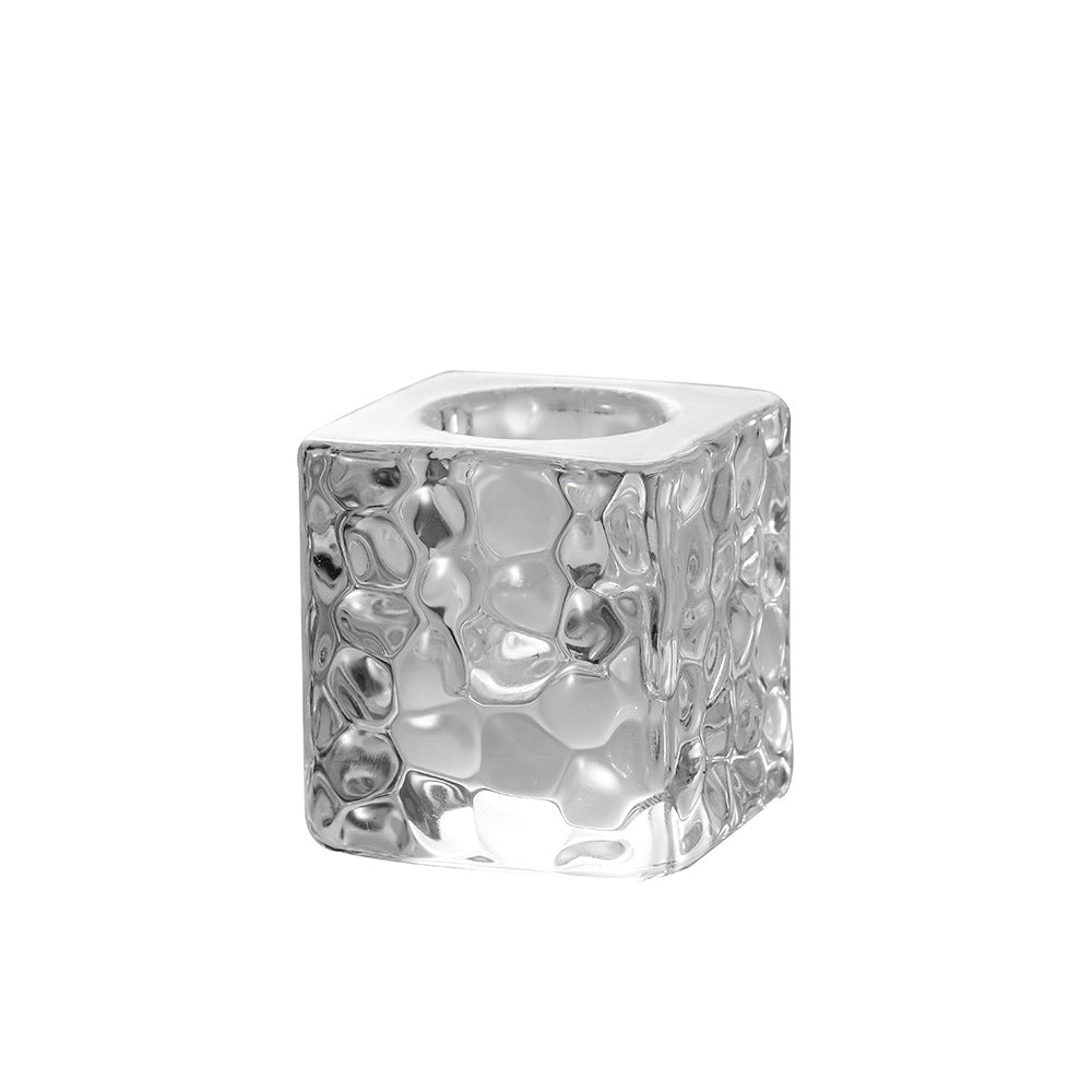 Square Ribbed Glass Votive Candle Holder Acalora
