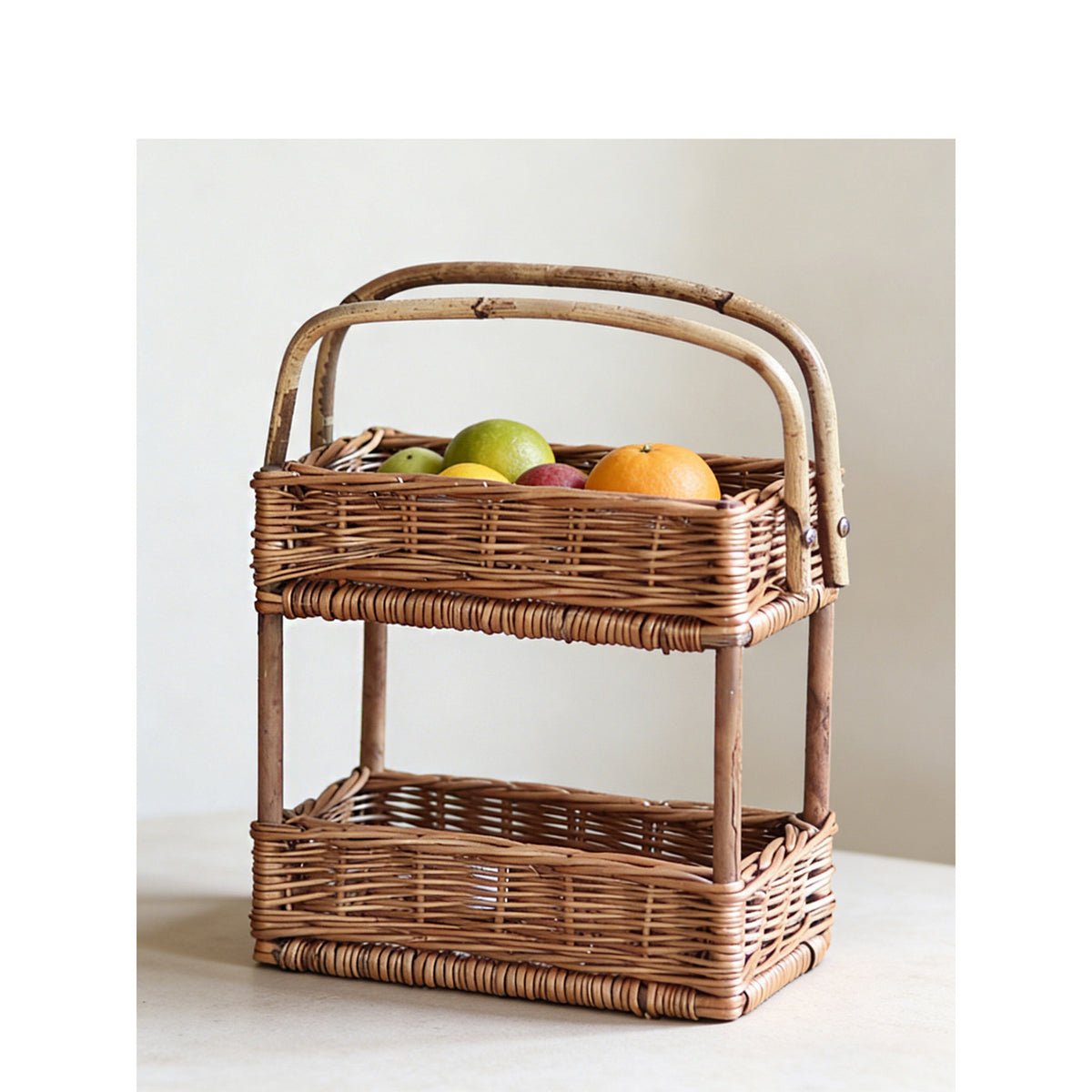 Braided storage basket with handle Acalora