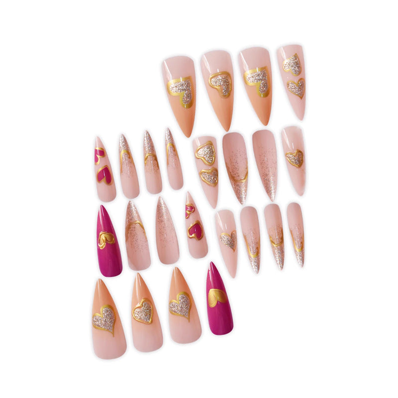 Heart-Shaped Decorative Press-On Nails Acalora