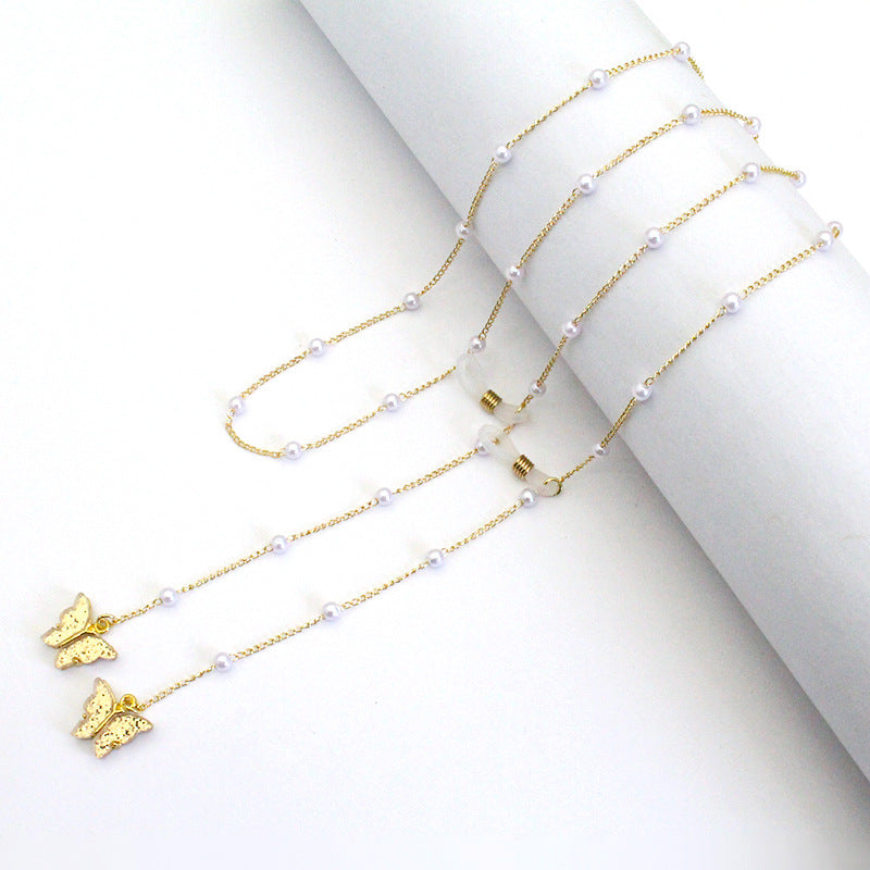 Butterfly-Embellished Eyewear Chain Acalora