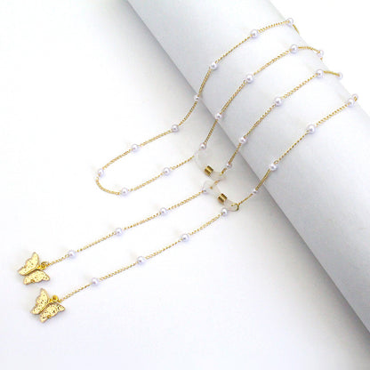 Butterfly-Embellished Eyewear Chain Acalora