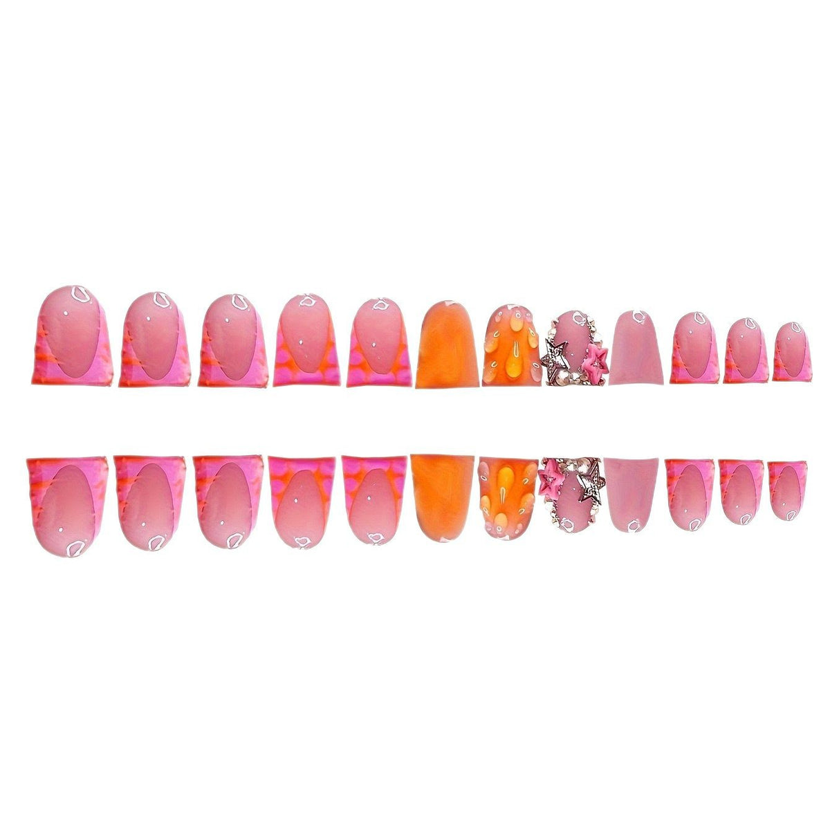 Artistic Press-On Nail Extensions with Summer Theme Acalora